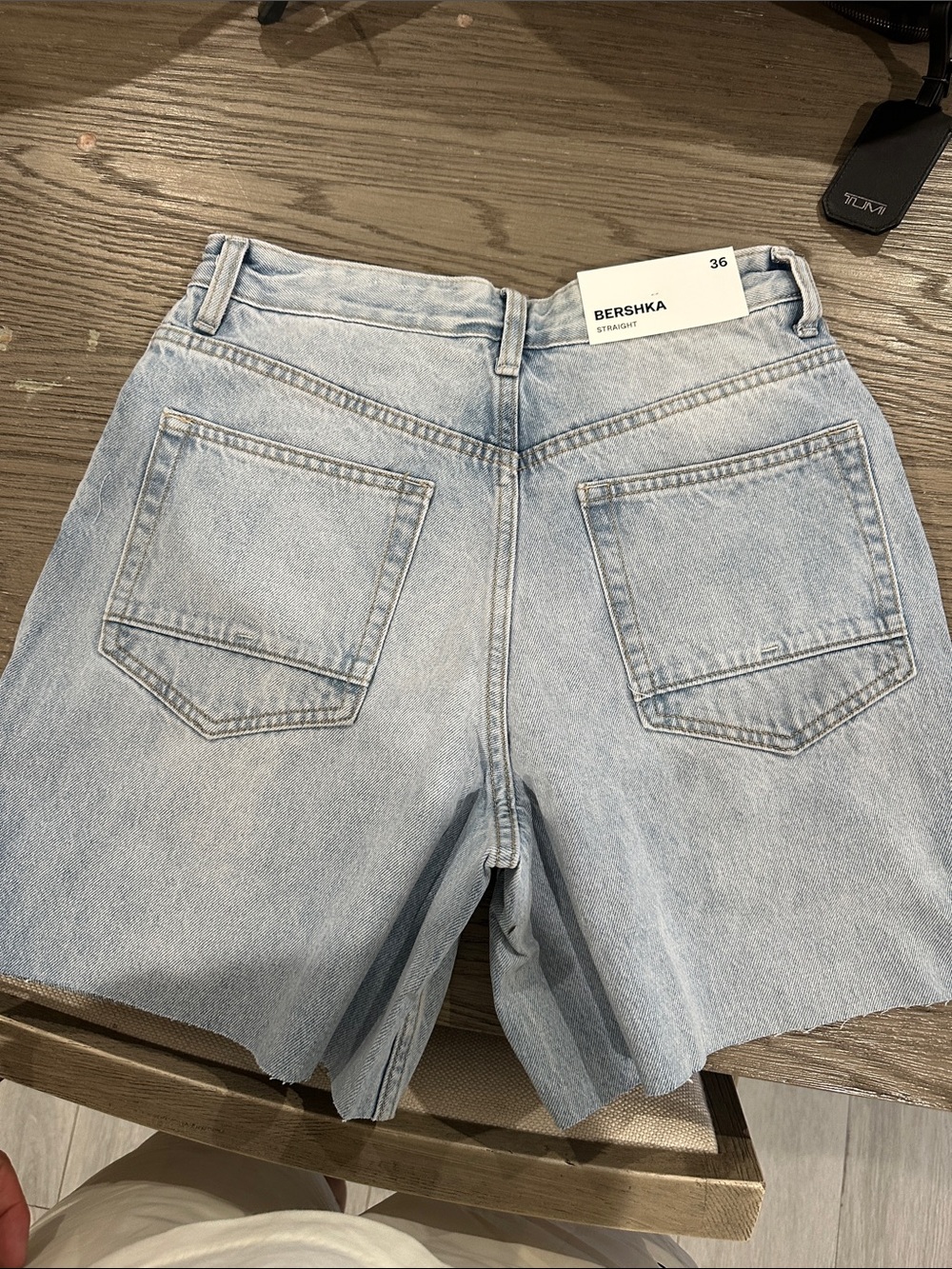 Bershka Washed Light Blue Denim Shorts